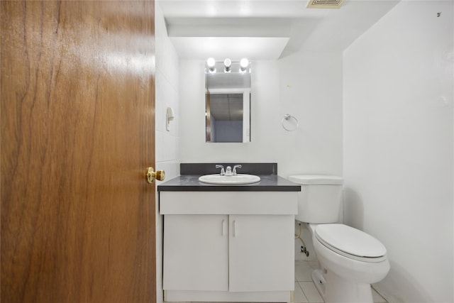 43-28 196th St, Flushing, NY 11358 - half bath featuring tile patterned floors, vanity, toilet, and visible vents