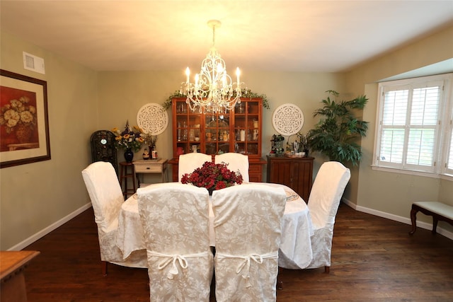 8 Rolling Way, New City, NY 10956 - dining area with baseboards, a chandelier, wood finished floors, and visible vents