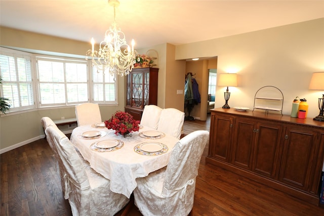 8 Rolling Way, New City, NY 10956 - dining room featuring baseboards, a notable chandelier, and dark wood finished floors