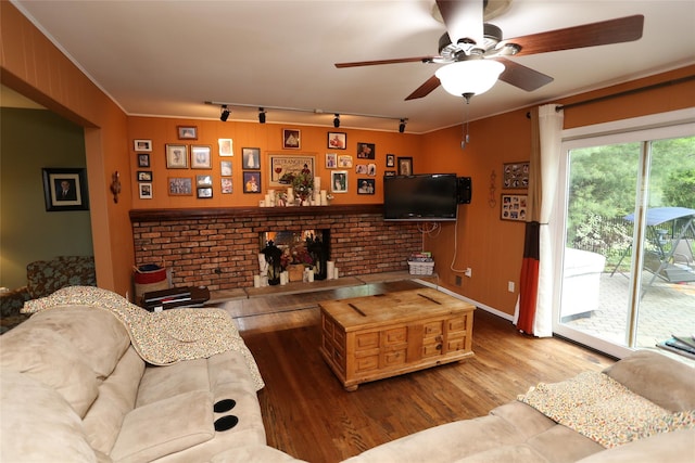 8 Rolling Way, New City, NY 10956 - living area featuring wood finished floors, ceiling fan, and track lighting
