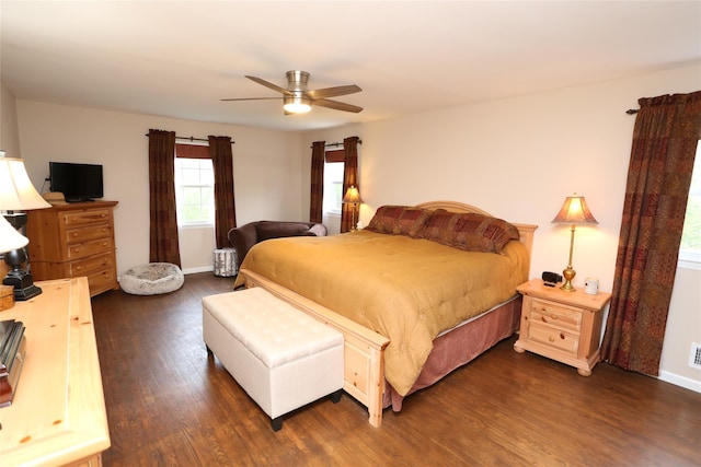 8 Rolling Way, New City, NY 10956 - bedroom with baseboards, dark wood-style floors, and a ceiling fan