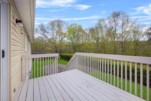 deck featuring a yard