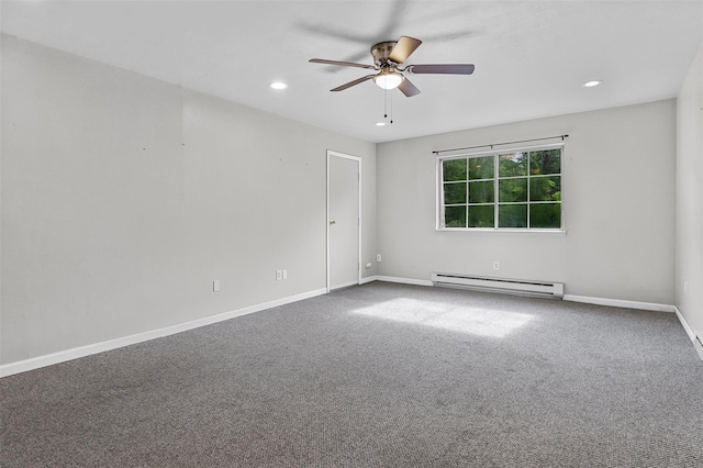 311 Fox Run Ln, Carmel, NY 10512 - carpeted spare room featuring baseboard heating, ceiling fan, baseboards, and recessed lighting