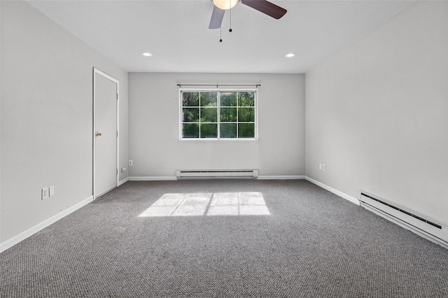 311 Fox Run Ln, Carmel, NY 10512 - unfurnished room with baseboard heating, carpet flooring, ceiling fan, baseboards, and recessed lighting