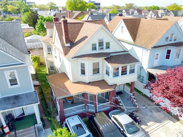 aerial view with a residential view