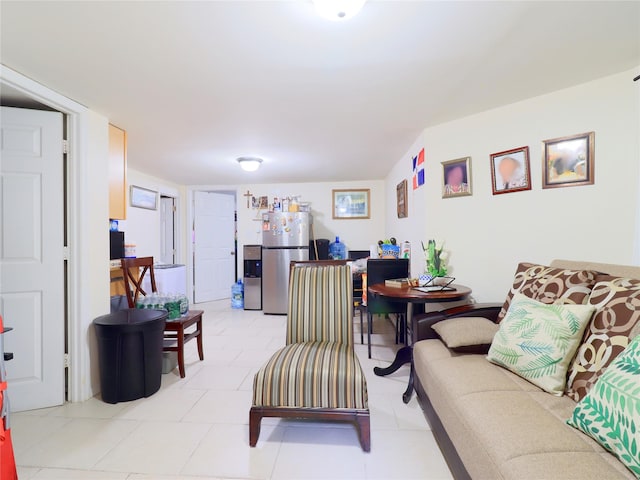 living area with light tile patterned flooring