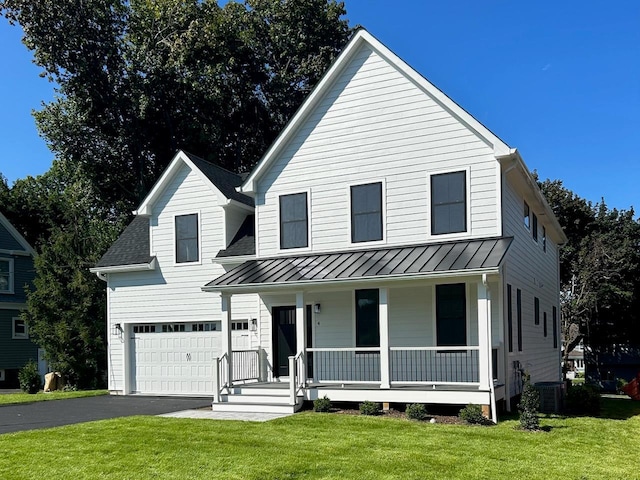4 Haring Ave, Sparkill, NY 10976 - view of front of property with covered porch, a standing seam roof, driveway, and central AC