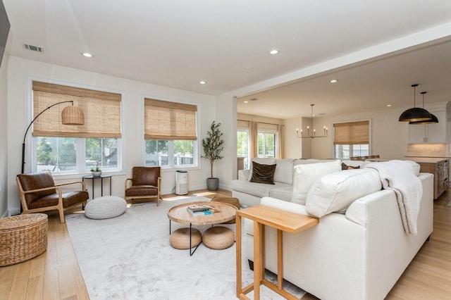 4 Haring Ave, Sparkill, NY 10976 - living area featuring light wood-type flooring, a chandelier, recessed lighting, and baseboards