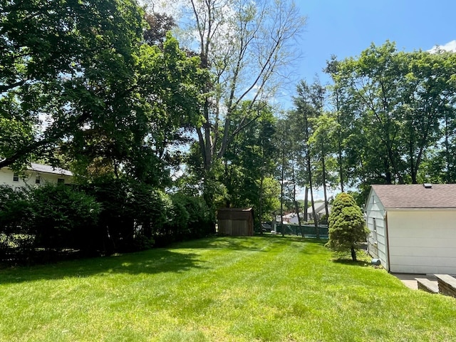 45 Princeton Dr, Tappan, NY 10983 - view of grassy yard featuring a shed