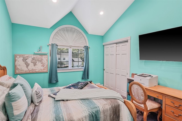 12 Barbera Rd, Commack, NY 11725 - bedroom featuring lofted ceiling, a closet, a desk, and recessed lighting