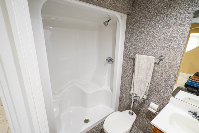 12 Barbera Rd, Commack, NY 11725 - full bathroom featuring vanity, a stall shower, and toilet