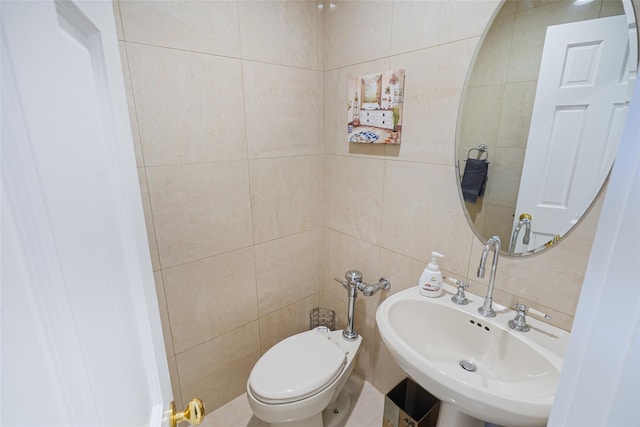 12 Barbera Rd, Commack, NY 11725 - bathroom with a sink, tile walls, and toilet