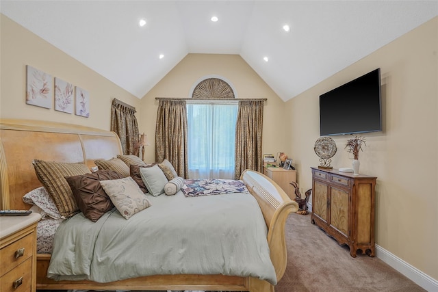 12 Barbera Rd, Commack, NY 11725 - bedroom featuring light colored carpet, baseboards, recessed lighting, and vaulted ceiling