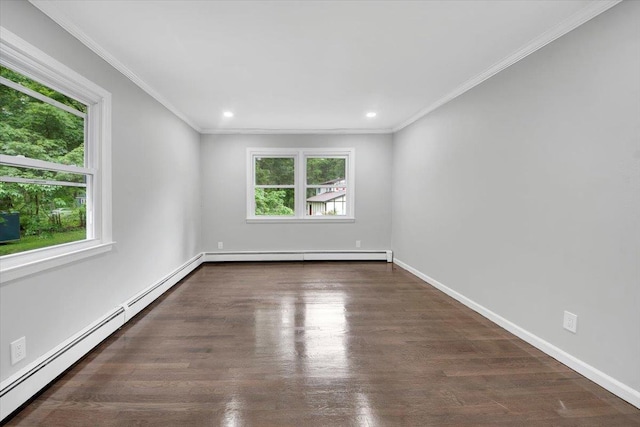83 Sherwood Rd, Cortlandt Manor, NY 10567 - spare room with plenty of natural light, baseboard heating, baseboards, ornamental molding, and recessed lighting