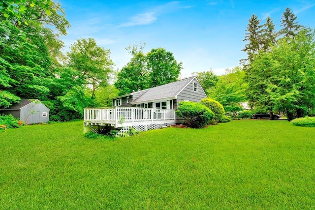 83 Sherwood Rd, Cortlandt Manor, NY 10567 - view of grassy yard with a wooden deck