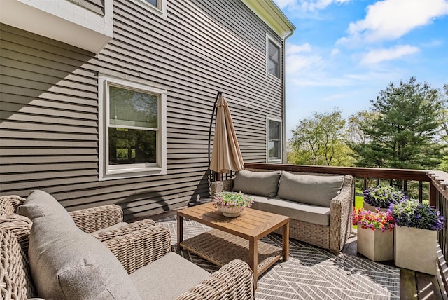 deck featuring an outdoor living space