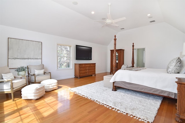 668 Francis St, Pelham, NY 10803 - bedroom with vaulted ceiling, visible vents, and wood finished floors