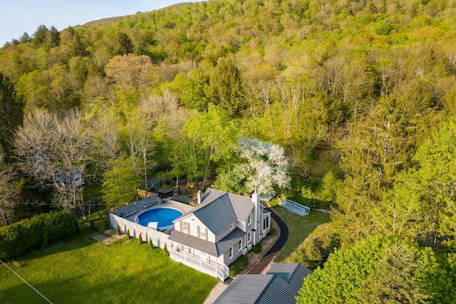 7181 County Highway 7, Roscoe, NY 12776 - aerial view of property and surrounding area with a heavily wooded area and a pool area