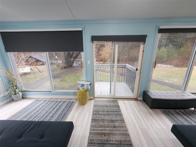 7181 County Highway 7, Roscoe, NY 12776 - doorway to outside featuring wood finished floors