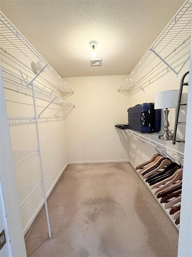 walk in closet featuring carpet