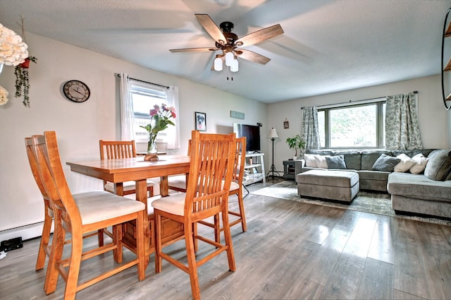 80 Saint Anns Ave, Copiague, NY 11726 - dining room with plenty of natural light, ceiling fan, and wood finished floors