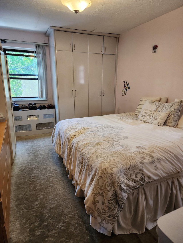 carpeted bedroom with a closet