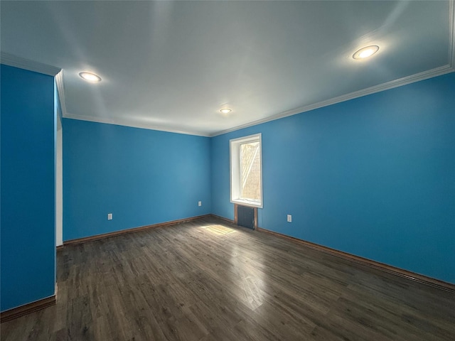1601 Union Ave, Hewlett, NY 11557 - spare room featuring ornamental molding, baseboards, dark wood-type flooring, and recessed lighting