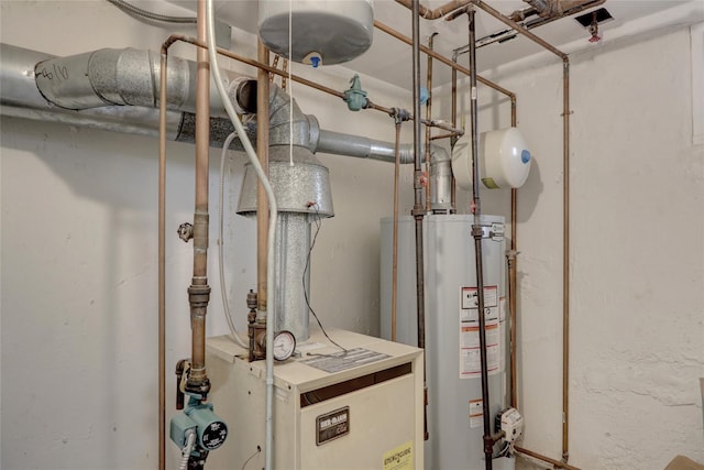 utility room featuring water heater