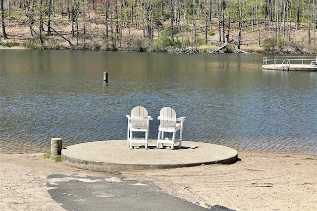 view of dock featuring a water view