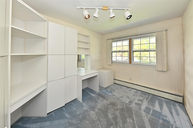 11 Sterling Rd, Spring Valley, NY 10977 - unfurnished office with a baseboard radiator, dark carpet, and rail lighting