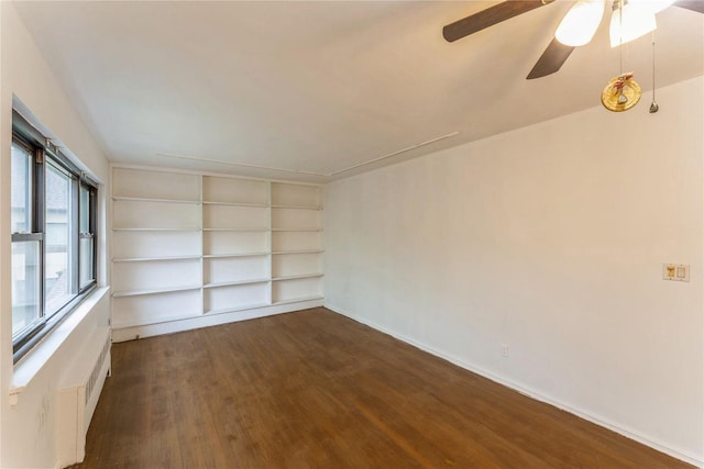 274 Cherry Valley Ave Unit B-2, Garden City, NY 11530 - empty room with wood finished floors, a ceiling fan, baseboards, and built in shelves