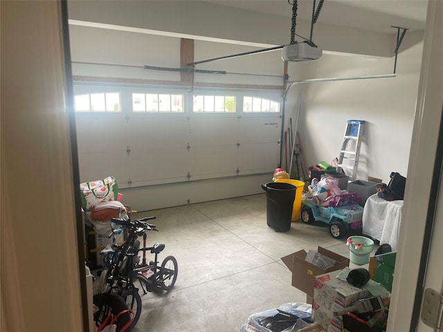 garage with a garage door opener