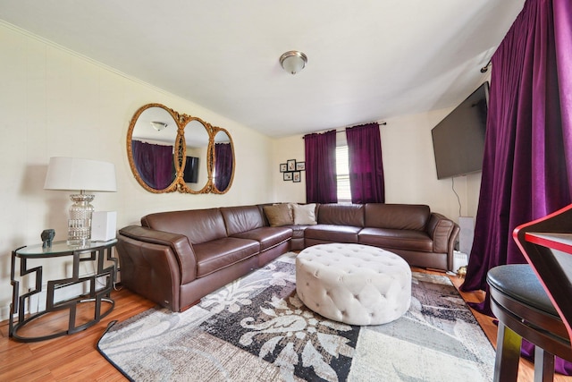 living area with wood finished floors