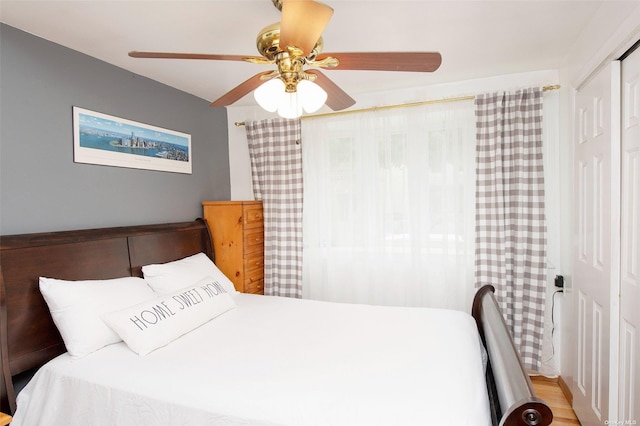 bedroom with a closet and ceiling fan