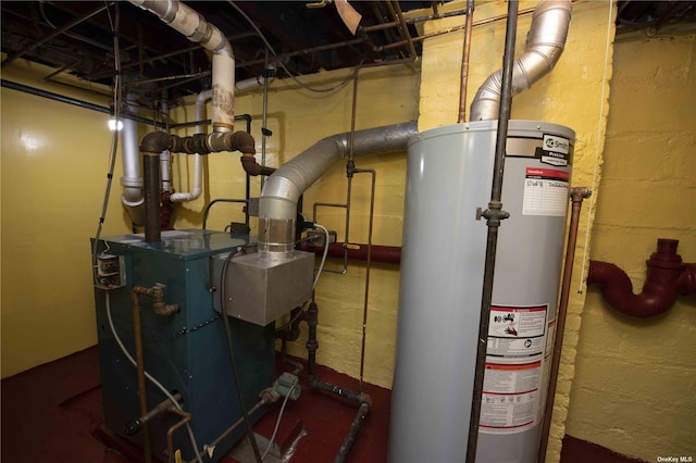 utilities with gas water heater and a heating unit
