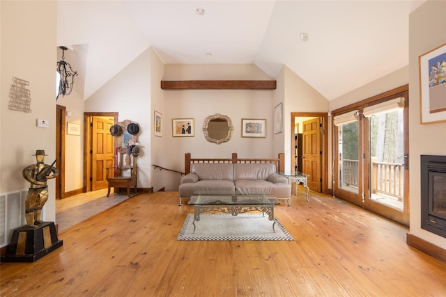15 Chapin Trl, White Lake, NY 12720 - living area with wood-type flooring and high vaulted ceiling