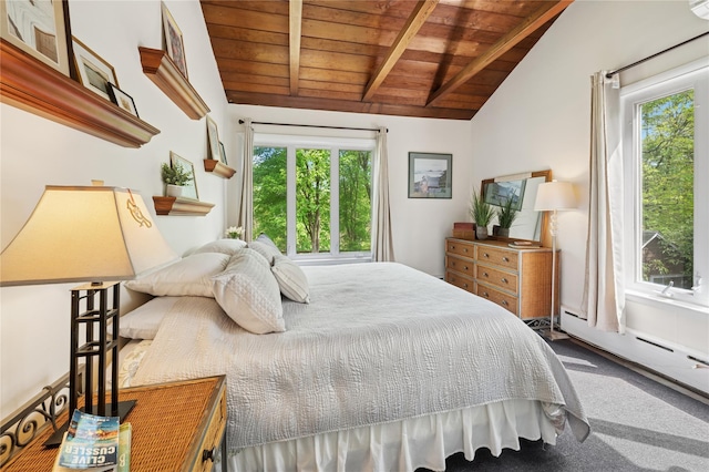 90 Shingle House Rd, Millwood, NY 10546 - carpeted bedroom with wooden ceiling and a baseboard radiator