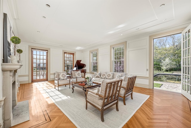 422 Hardscrabble Rd, North Salem, NY 10560 - living area featuring crown molding, a decorative wall, and recessed lighting