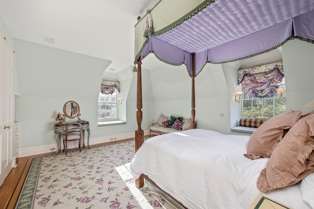 422 Hardscrabble Rd, North Salem, NY 10560 - bedroom featuring lofted ceiling, baseboards, and wood finished floors