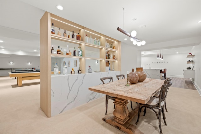 422 Hardscrabble Rd, North Salem, NY 10560 - dining space featuring indoor bar, carpet, and recessed lighting