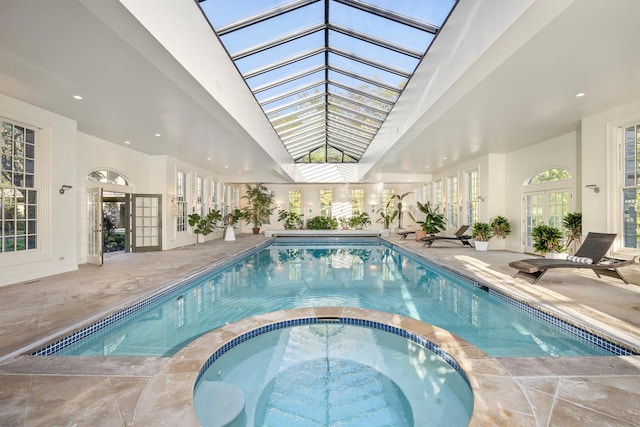 422 Hardscrabble Rd, North Salem, NY 10560 - view of pool with a patio area, french doors, and a pool with connected hot tub