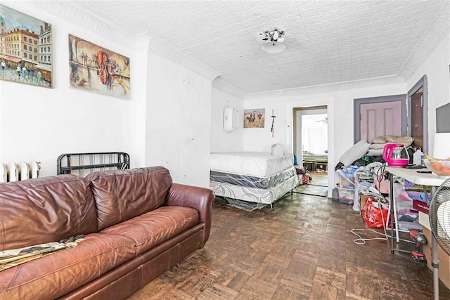 bedroom with radiator heating unit