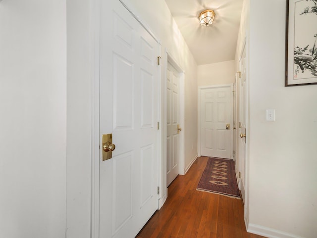 417 Vassar Pl, Fishkill, NY 12524 - hallway featuring baseboards and dark wood-type flooring