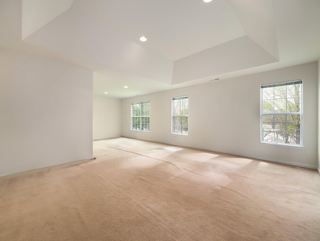 417 Vassar Pl, Fishkill, NY 12524 - unfurnished room featuring a tray ceiling, recessed lighting, and light colored carpet