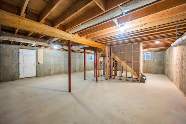 below grade area with stairs