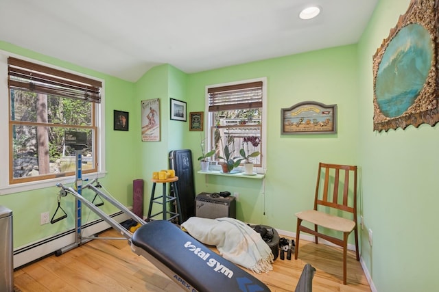 143 Tuthill Rd, Montauk, NY 11954 - workout room with wood finished floors