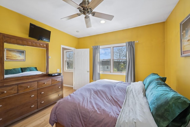 143 Tuthill Rd, Montauk, NY 11954 - bedroom featuring light wood-style flooring, baseboards, and ceiling fan
