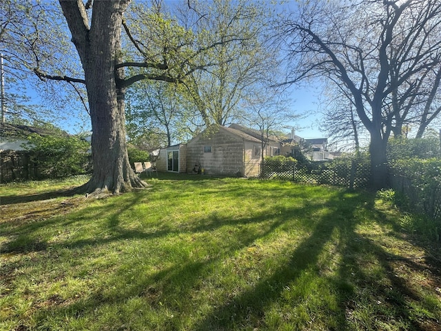view of yard with a fenced backyard