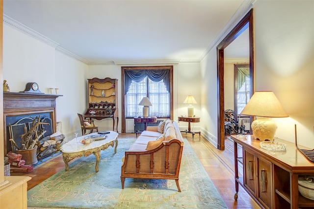 34-06 81st Unit 42, Jackson Heights, NY 11372 - sitting room with plenty of natural light, baseboards, a fireplace, and ornamental molding