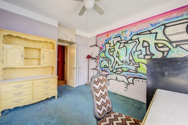 34-06 81st Unit 42, Jackson Heights, NY 11372 - bedroom featuring baseboards, ceiling fan, and carpet floors